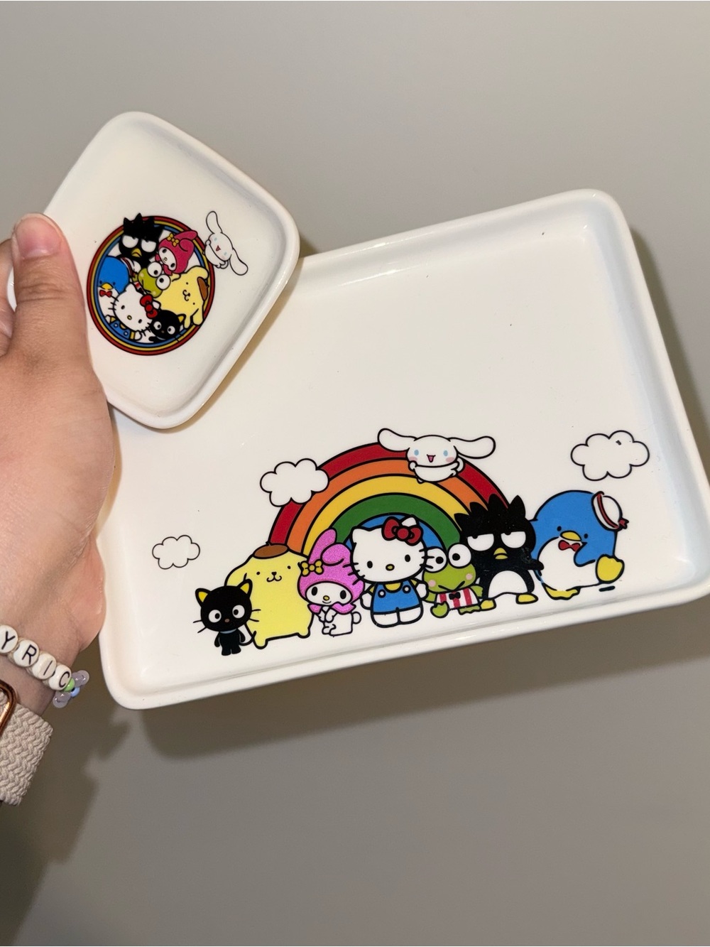 Sanrio White Ceramic Trinket Tray with Black Logo Print